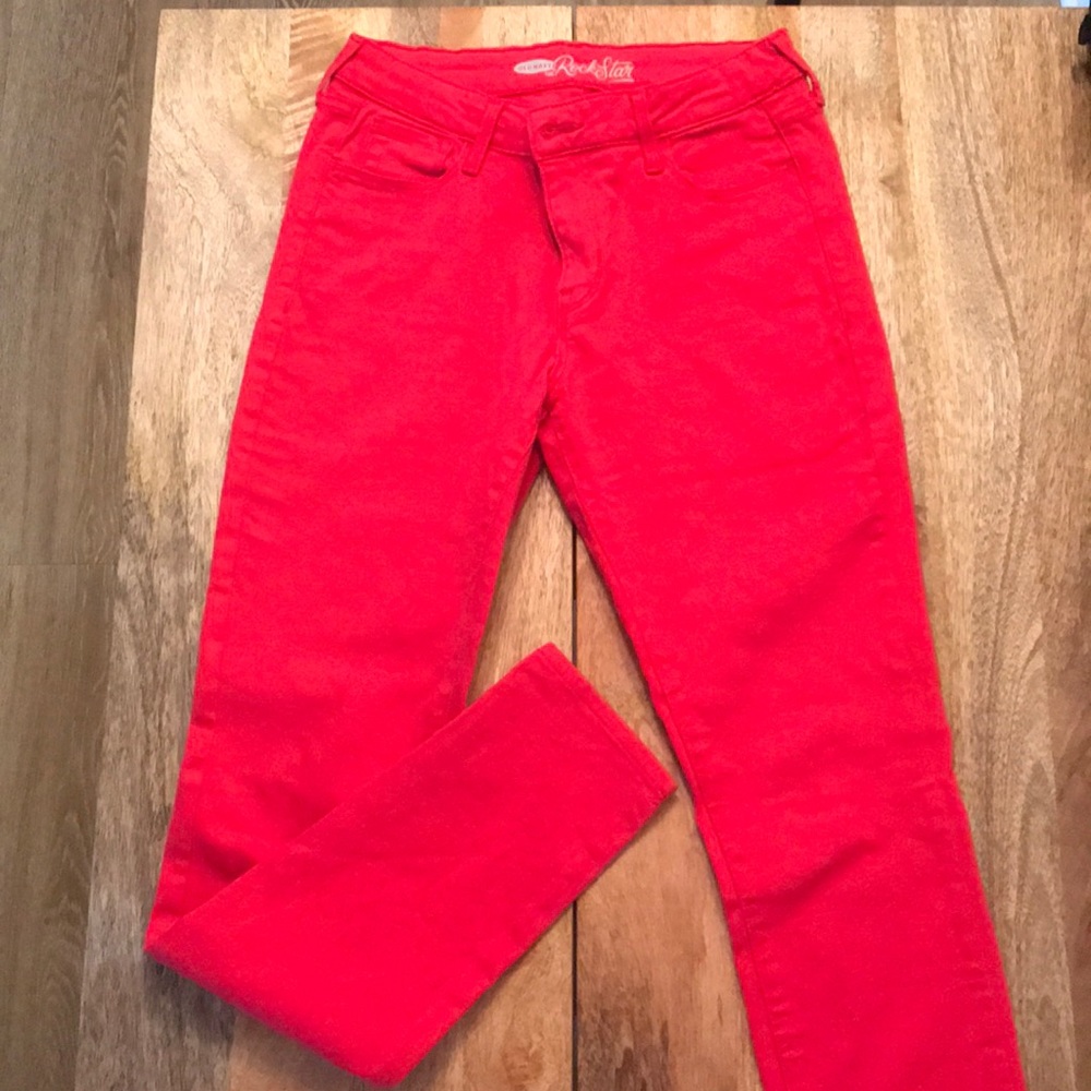 Red skinny jeans